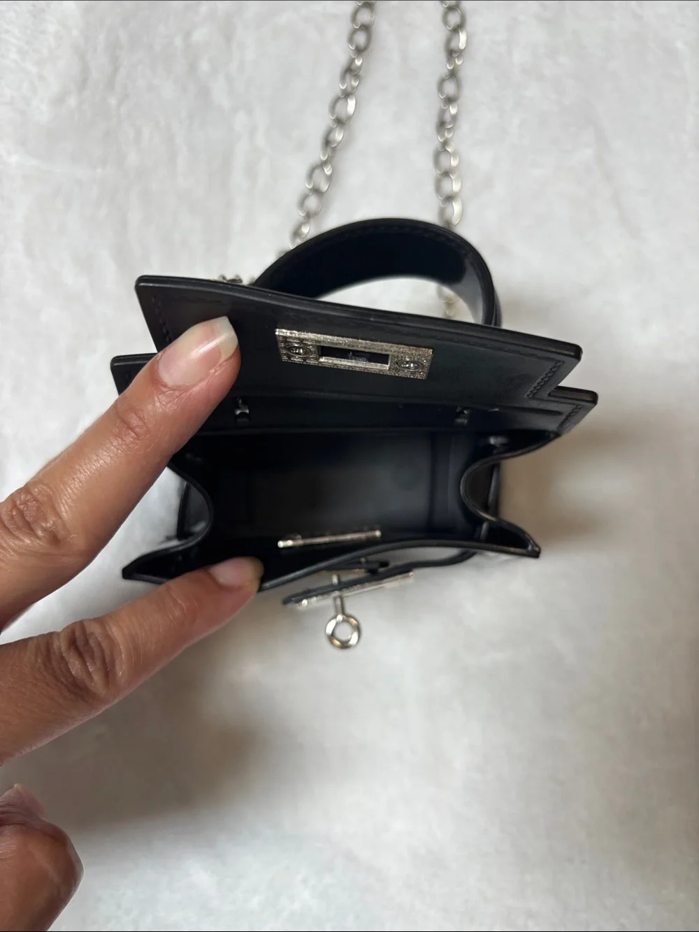 Kids Black Patent Top-Handle Mini Bag